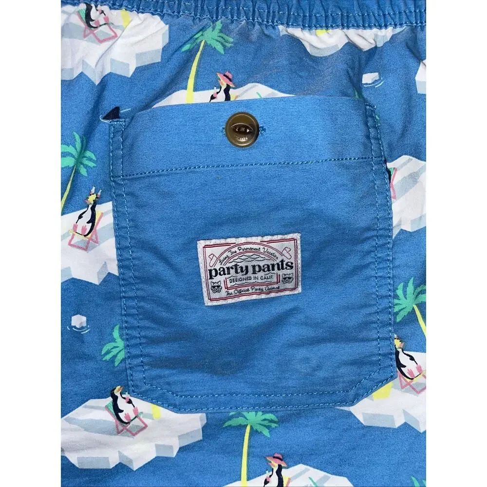 Party Pants Men's Swim Trunks Tropical Blue Size XL, X-LARGE SHORTS NEW NWT